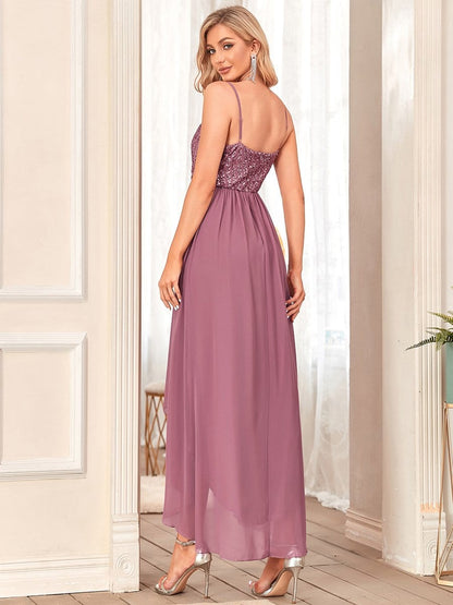 Asymmetrical Hemline Ethereal Evening Dress #color_Purple Orchid 