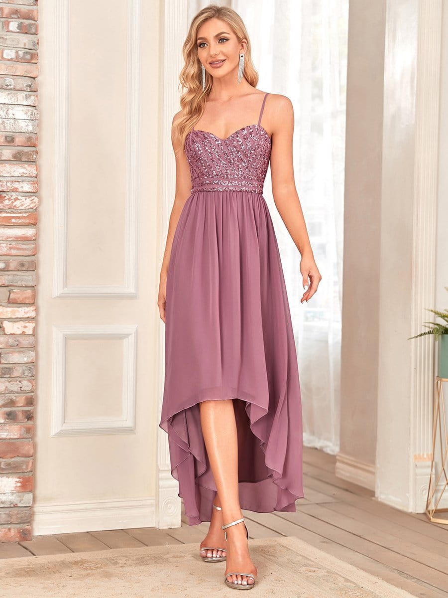 Asymmetrical Hemline Ethereal Evening Dress #color_Purple Orchid 