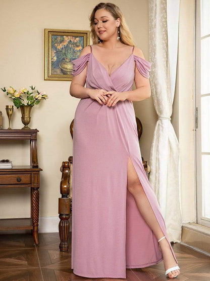 Plus Size Sexy High Slit Long Formal Evening Dresses #color_Purple Orchid 