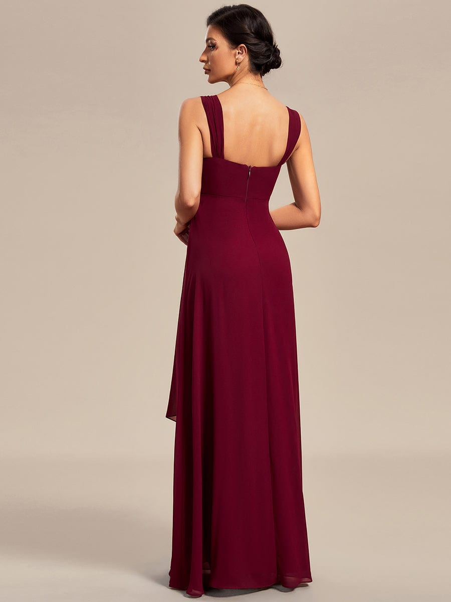 Two-Piece Square Neck Chiffon A-Line Mother of the Bride Dress? #color_Burgundy