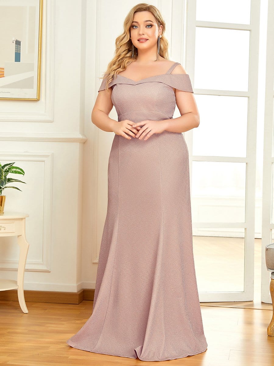 Plus Size High Stretch Long Mother of The Bride Dresses #color_Blush 