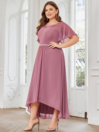 Women'S Casual Boat Neck A-Line Midi Dress With Irregular Hem #color_Purple Orchid