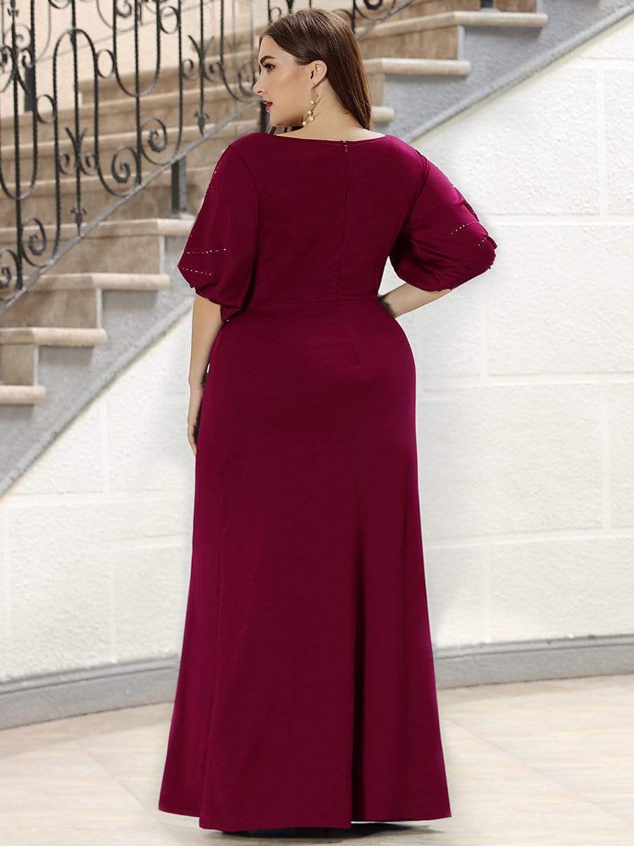 Custom Size Simple Bodycon Maxi Mermaid Formal Evening Dress #color_Burgundy 