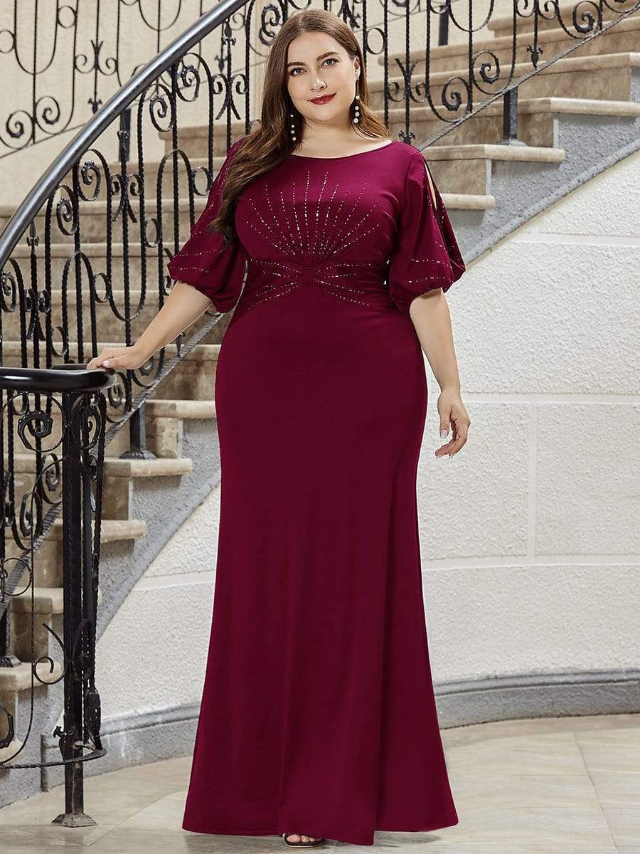 Custom Size Simple Bodycon Maxi Mermaid Formal Evening Dress #color_Burgundy 