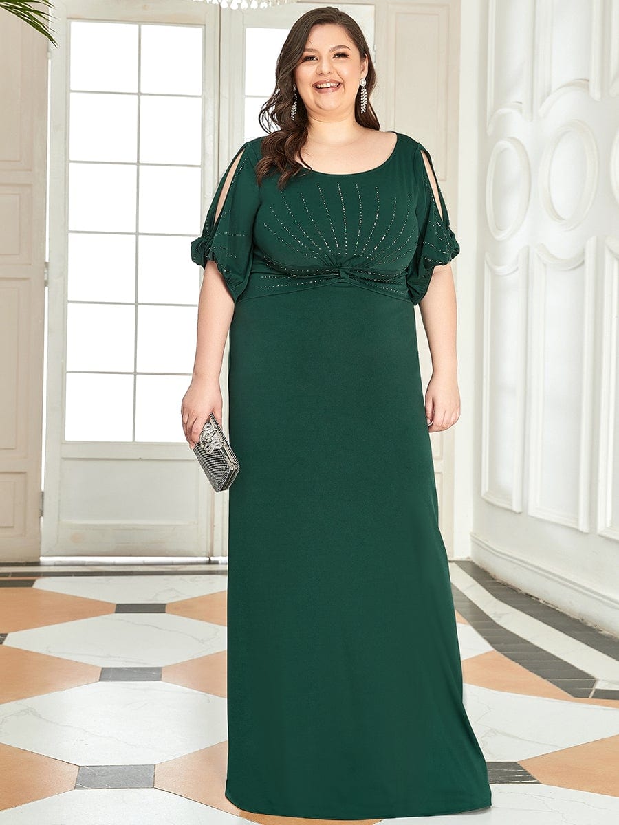 Simple Plus Size Bodycon Maxi Mermaid Formal Evening Dress #color_Dark Green 