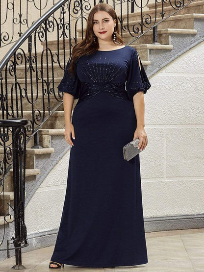 Custom Size Simple Bodycon Maxi Mermaid Formal Evening Dress #color_Navy Blue 