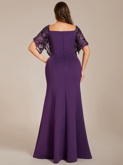 Custom Size V Neck Elegant Fishtail Evening Dress Long Formal Dresses #Color_Dark Purple