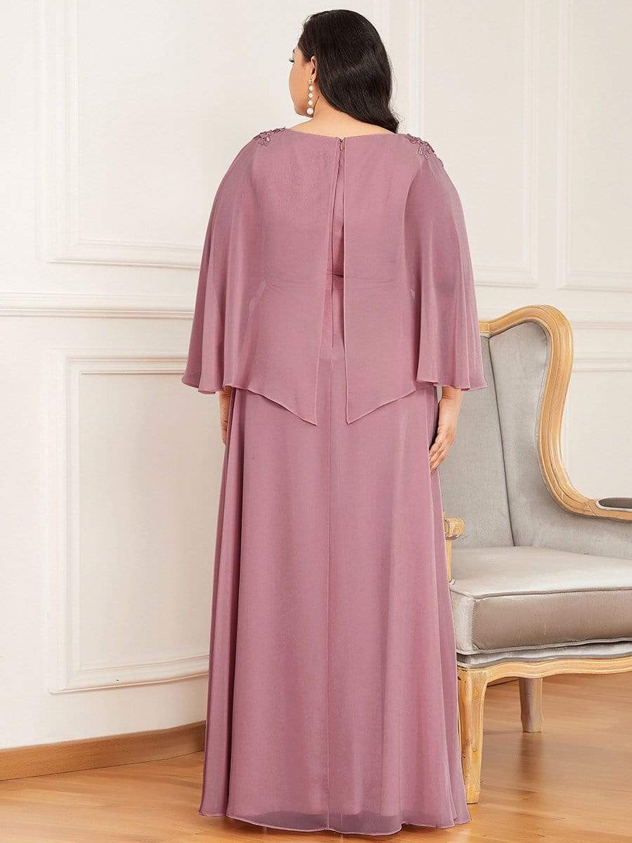 Custom Size Elegant V Neck Chiffon Evening Dresses with Flowy Sleeves #color_Purple Orchid