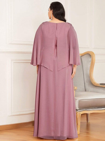 Custom Size Elegant V Neck Chiffon Evening Dresses with Flowy Sleeves #color_Purple Orchid