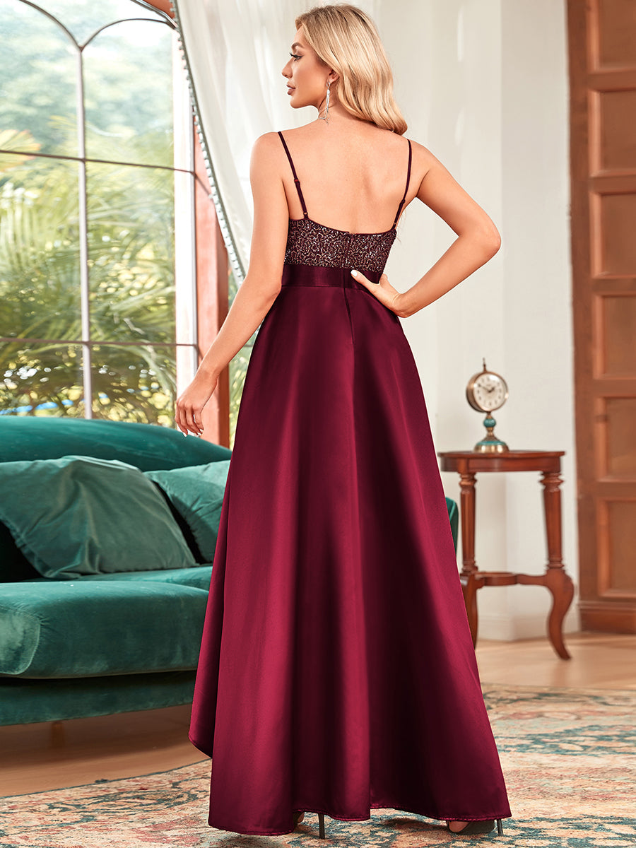 Color=Burgundy | Sexy Backless Sparkly Prom Dresses For Women With Irregular Hem-Burgundy 2