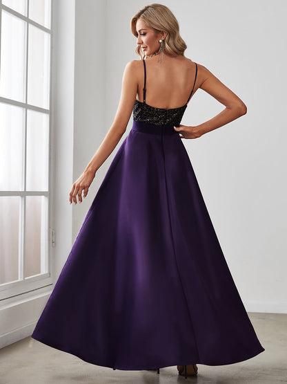 Color=Dark Purple | Sexy Backless Sparkly Prom Dresses For Women With Irregular Hem-Dark Purple 2