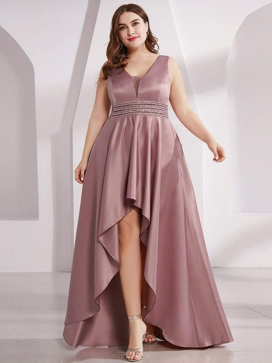 Women's V-Neck High Low Cocktail Party Dresses #color_Purple Orchid 