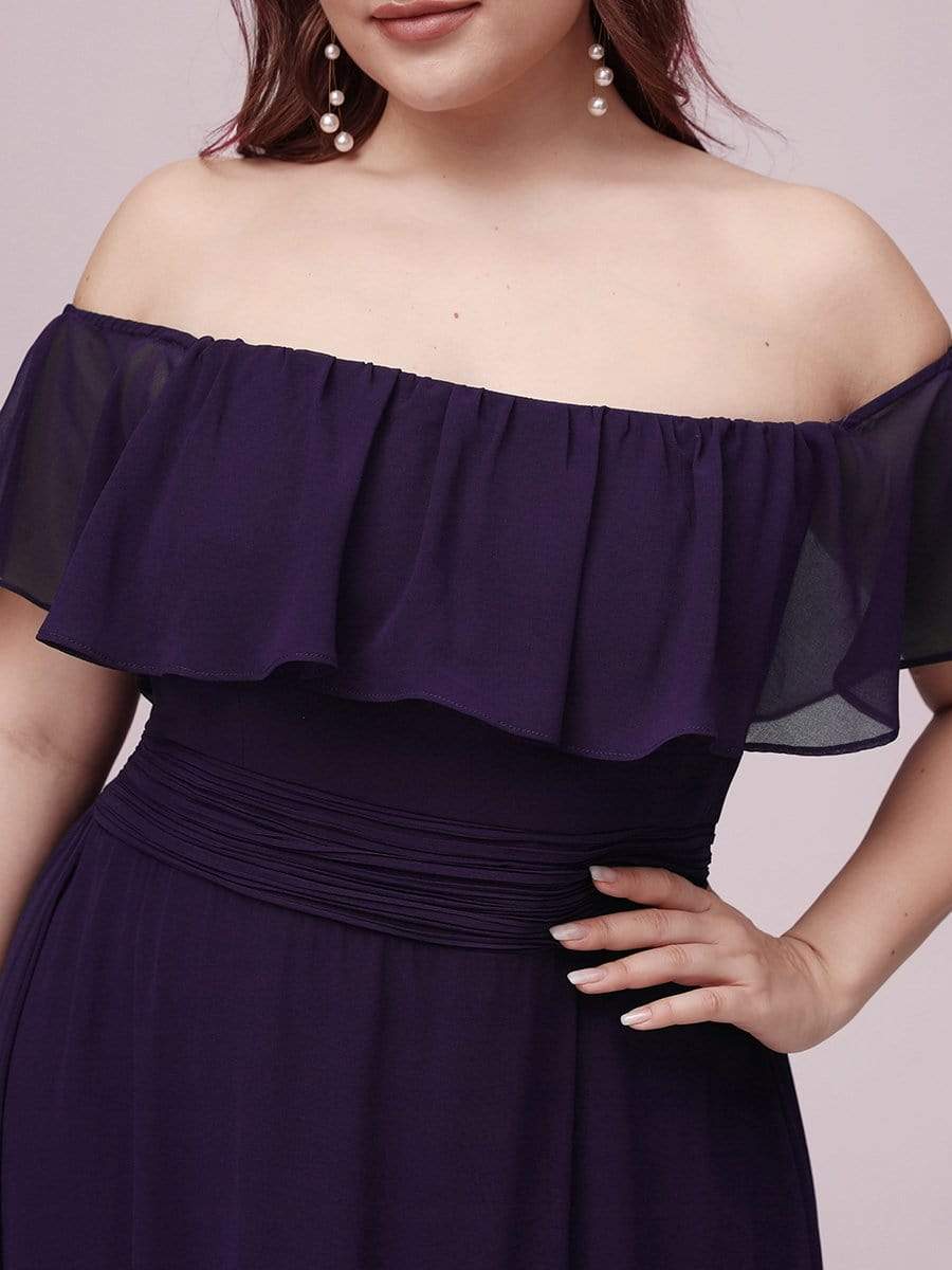 Plus Size Sexy Side Split Long Chiffon Formal Dresses #Color_Dark Purple