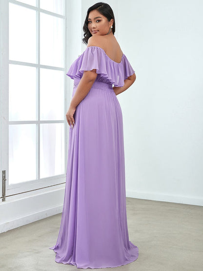 Plus Size Sexy Side Split Long Chiffon Formal Dresses #Color_Lavender