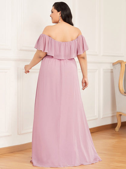 Plus Size Sexy Side Split Long Chiffon Formal Dresses #Color_Mauve