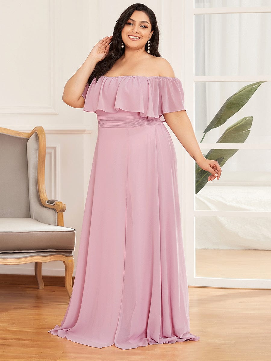 Plus Size Sexy Side Split Long Chiffon Formal Dresses #Color_Mauve