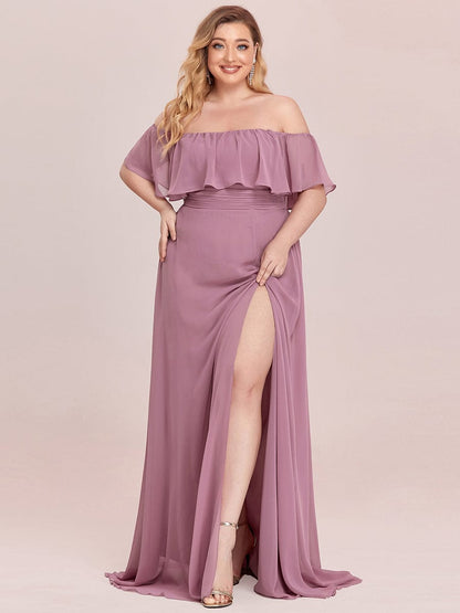 Plus Size Sexy Side Split Long Chiffon Formal Dresses #Color_Purple Orchid