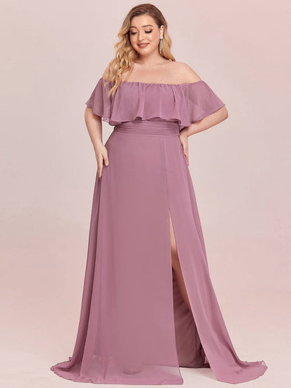 Plus Size Sexy Side Split Long Chiffon Formal Dresses #Color_Purple Orchid