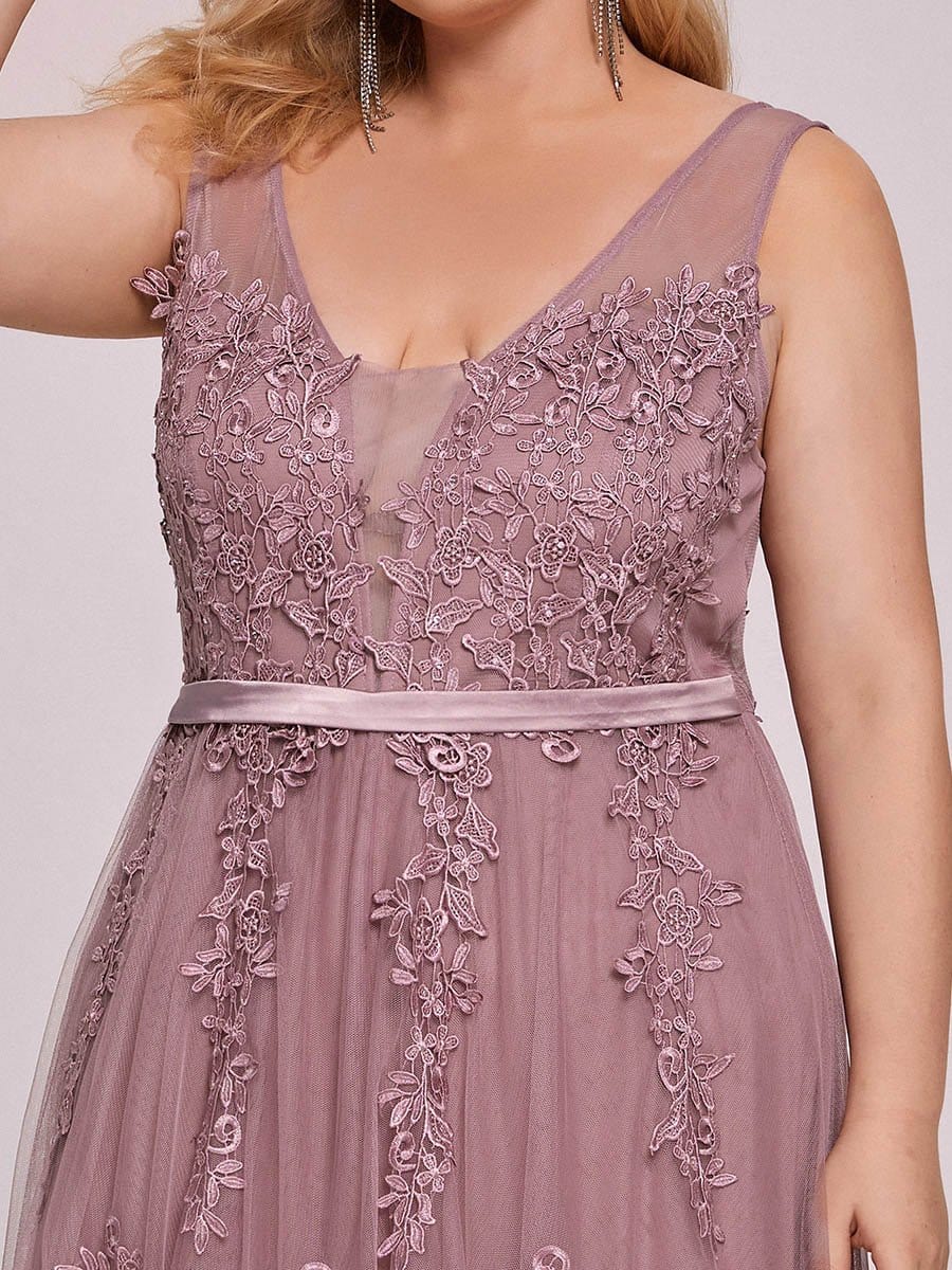 Plus Size Maxi Long Ethereal Tulle Formal Evening Dress #color_Purple Orchid 