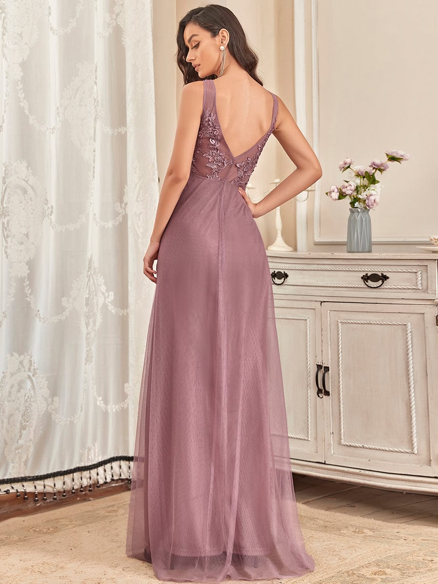 Maxi Long Elegant Ethereal Tulle Evening Dress #color_Purple Orchid 