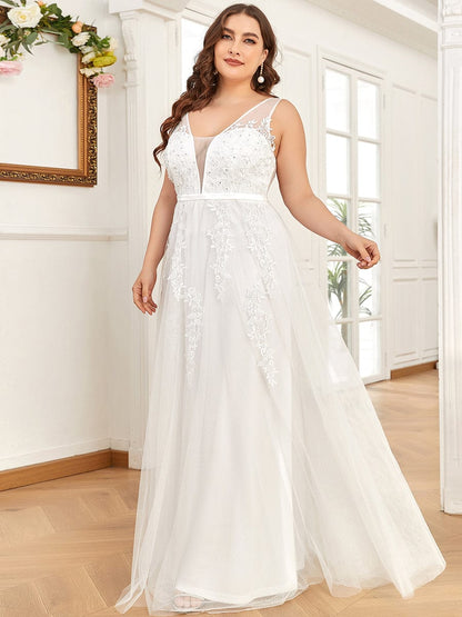 Maxi Long Elegant Ethereal Tulle Wedding Dress #color_White 