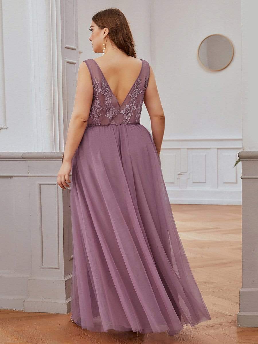 Maxi Long Elegant Ethereal Tulle Prom Dress #color_Purple Orchid 