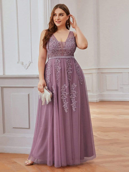 Maxi Long Elegant Ethereal Tulle Prom Dress #color_Purple Orchid 