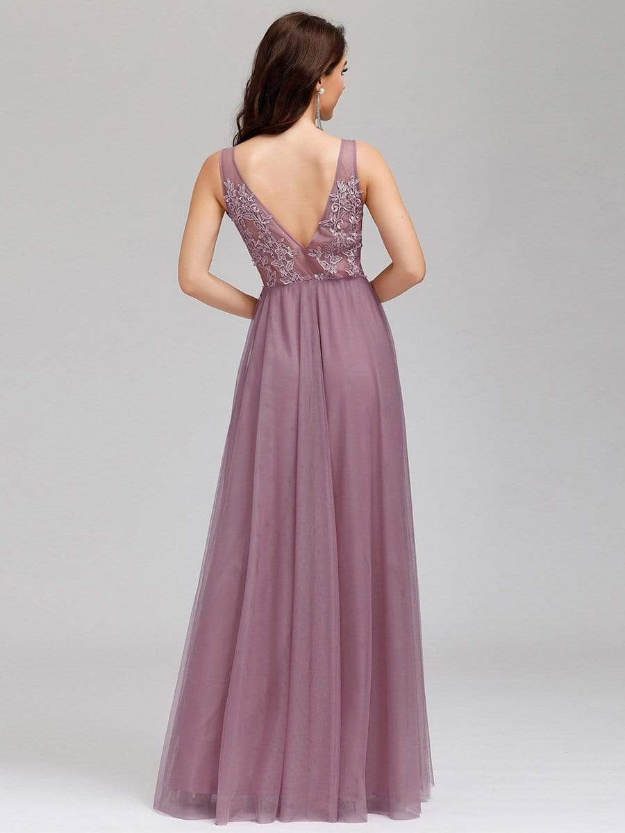 Maxi Long Elegant Ethereal Tulle Prom Dress #color_Purple Orchid 