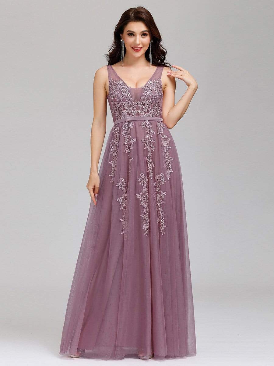 Maxi Long Elegant Ethereal Tulle Prom Dress #color_Purple Orchid 