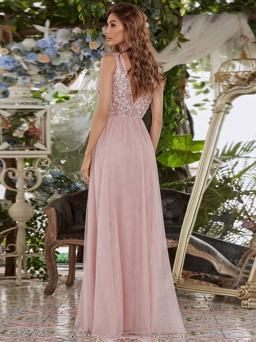 Maxi Long Elegant Ethereal Tulle Prom Dress #color_Pink 