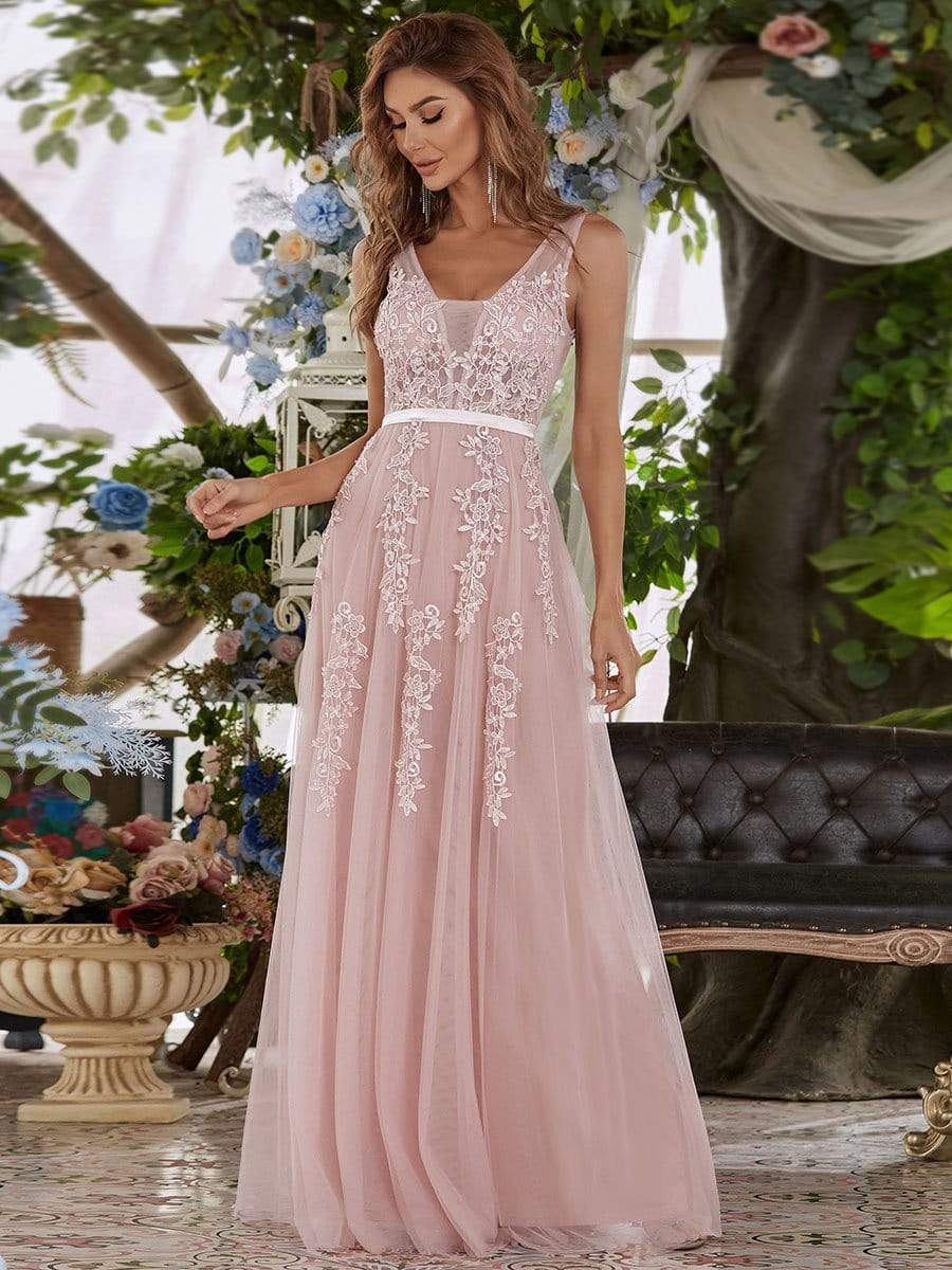 Maxi Long Elegant Ethereal Tulle Prom Dress #color_Pink 