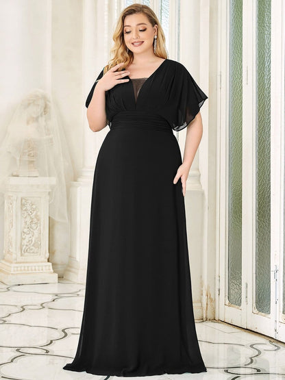 Custom Size Empire Waist Chiffon Formal Maxi Evening Dress #color_Black 