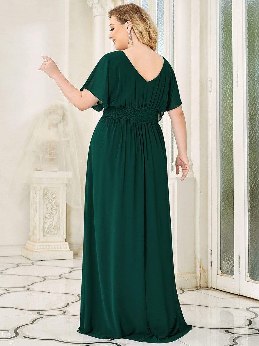 Custom Size Empire Waist Chiffon Formal Maxi Evening Dress #color_Dark Green 