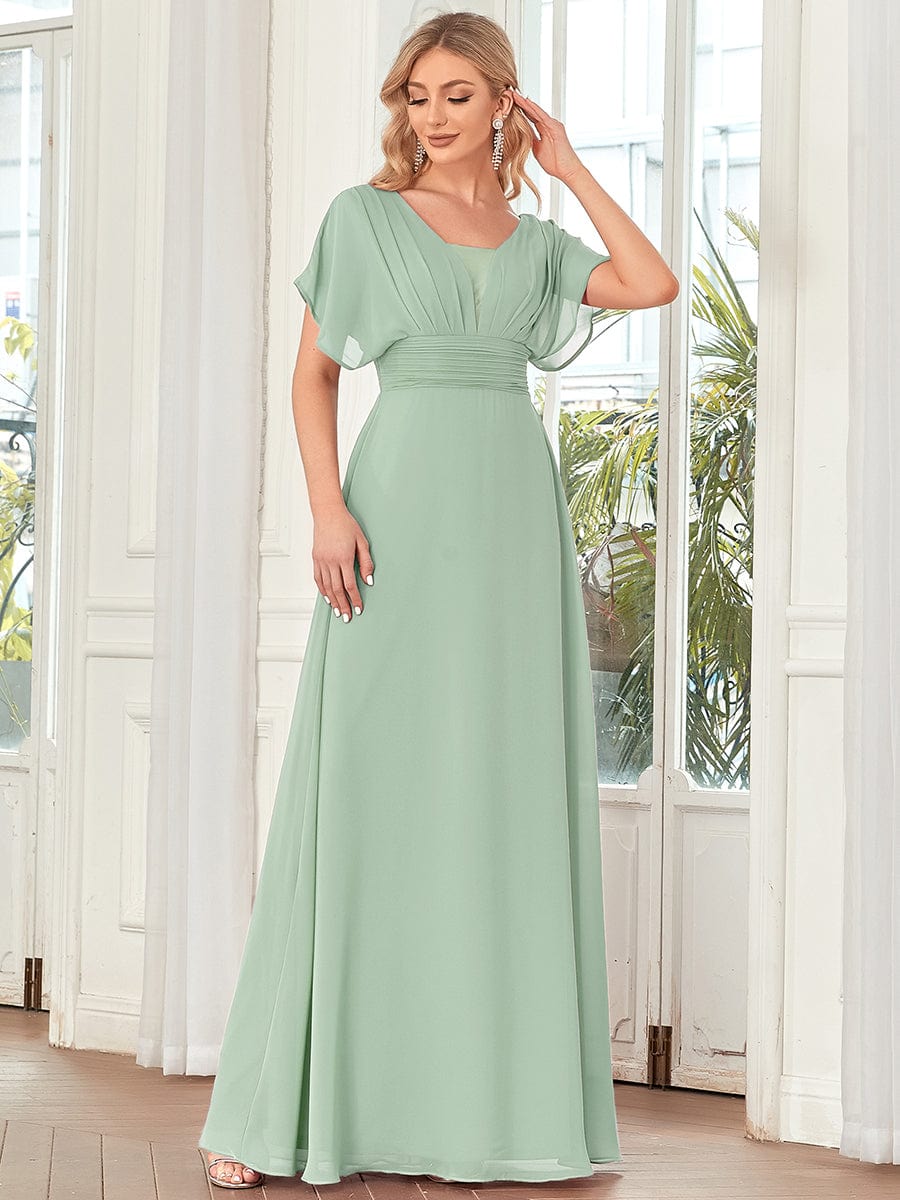 Custom Size Empire Waist Chiffon Formal Maxi Evening Dress #color_Mint Green