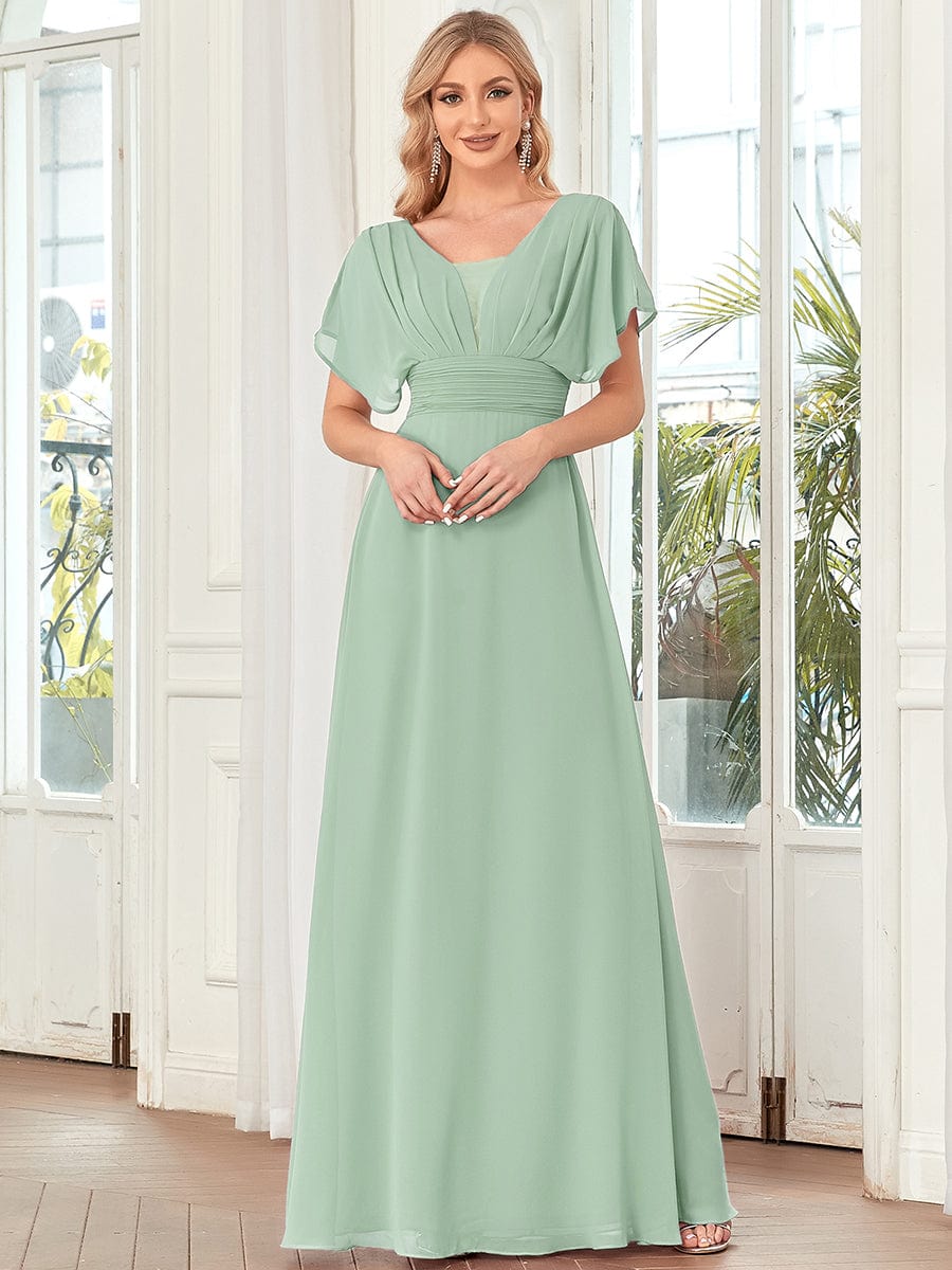 Custom Size Empire Waist Chiffon Formal Maxi Evening Dress #color_Mint Green