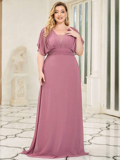 Women's A-Line Empire Waist Maxi Chiffon Evening Dress #color_Purple Orchid 