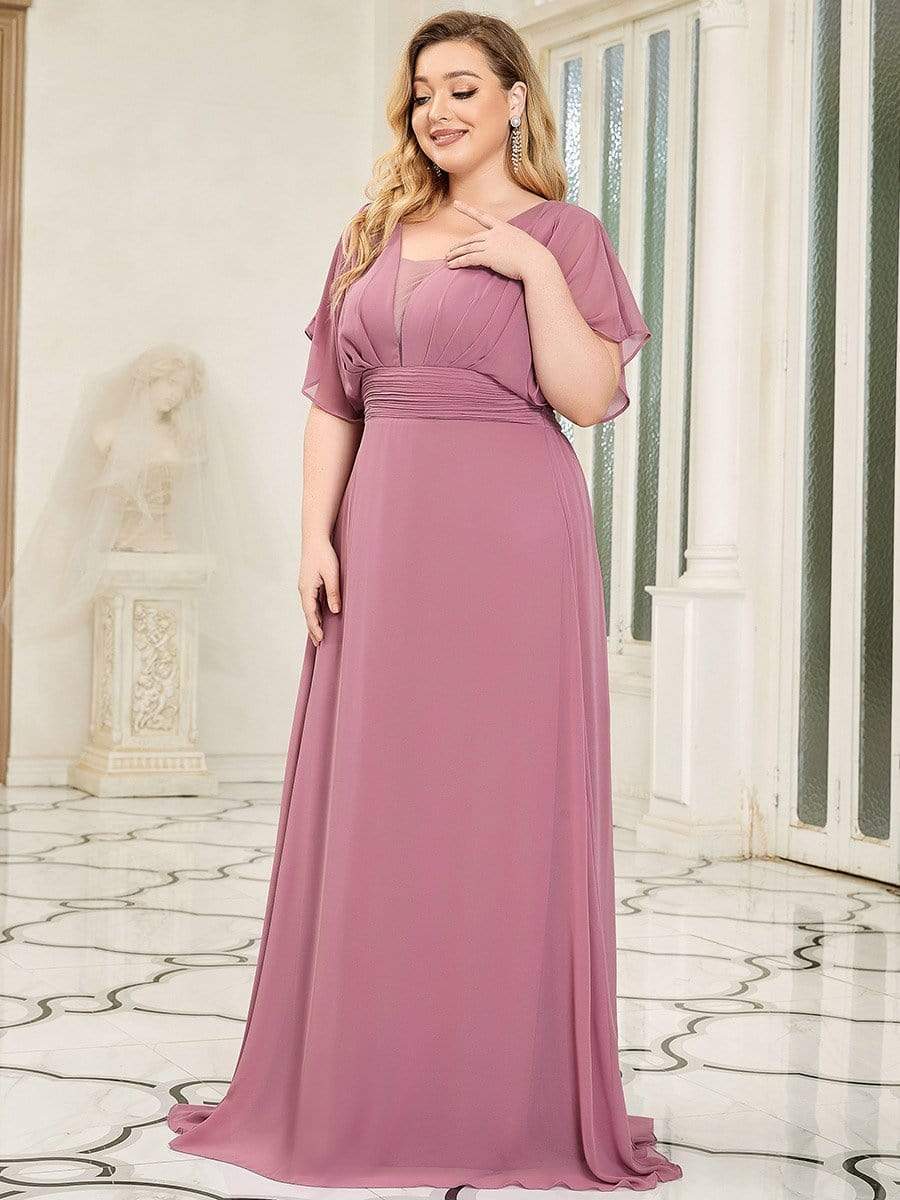 Custom Size Empire Waist Chiffon Formal Maxi Evening Dress #color_Purple Orchid 