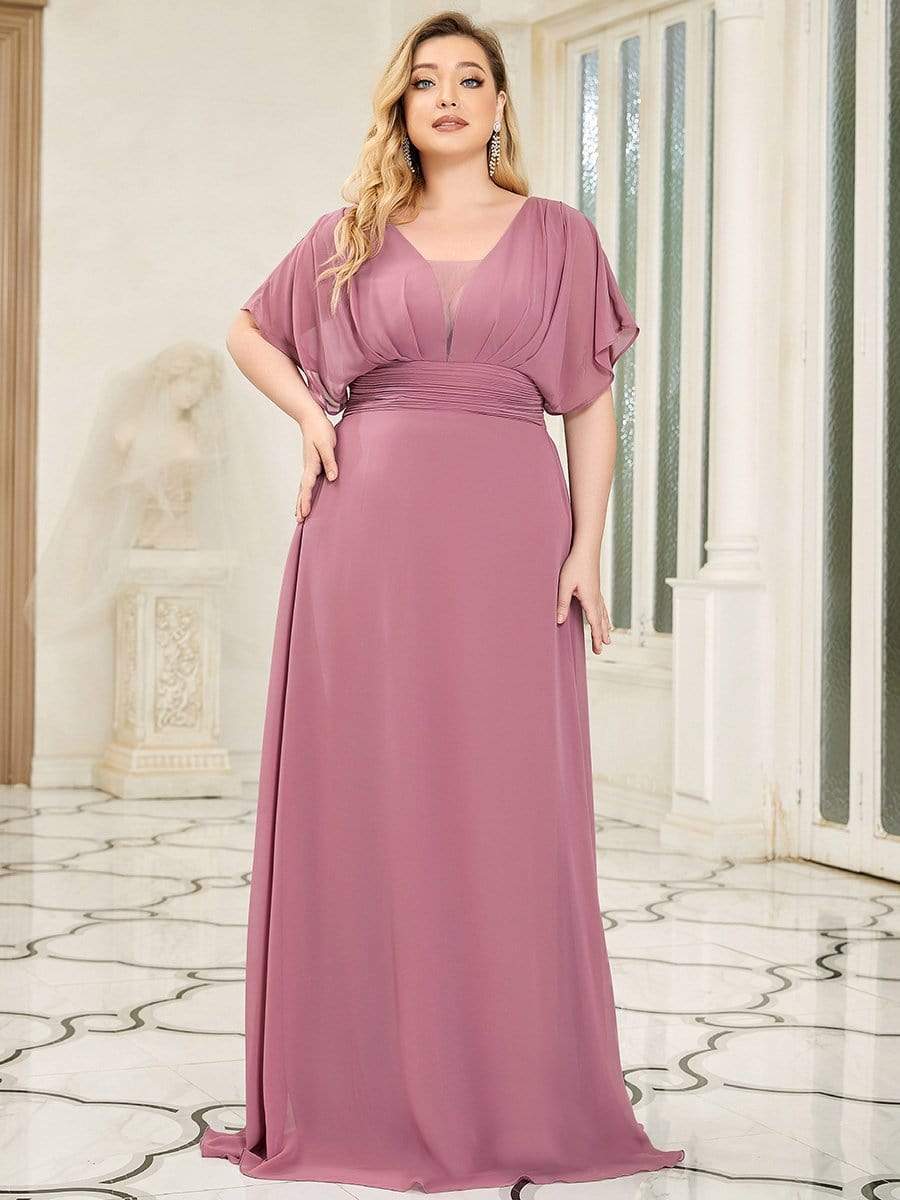 Custom Size Empire Waist Chiffon Formal Maxi Evening Dress #color_Purple Orchid 