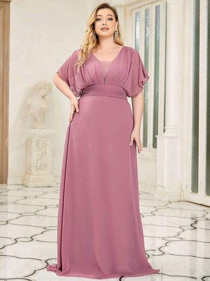 Custom Size Empire Waist Chiffon Formal Maxi Evening Dress #color_Purple Orchid 