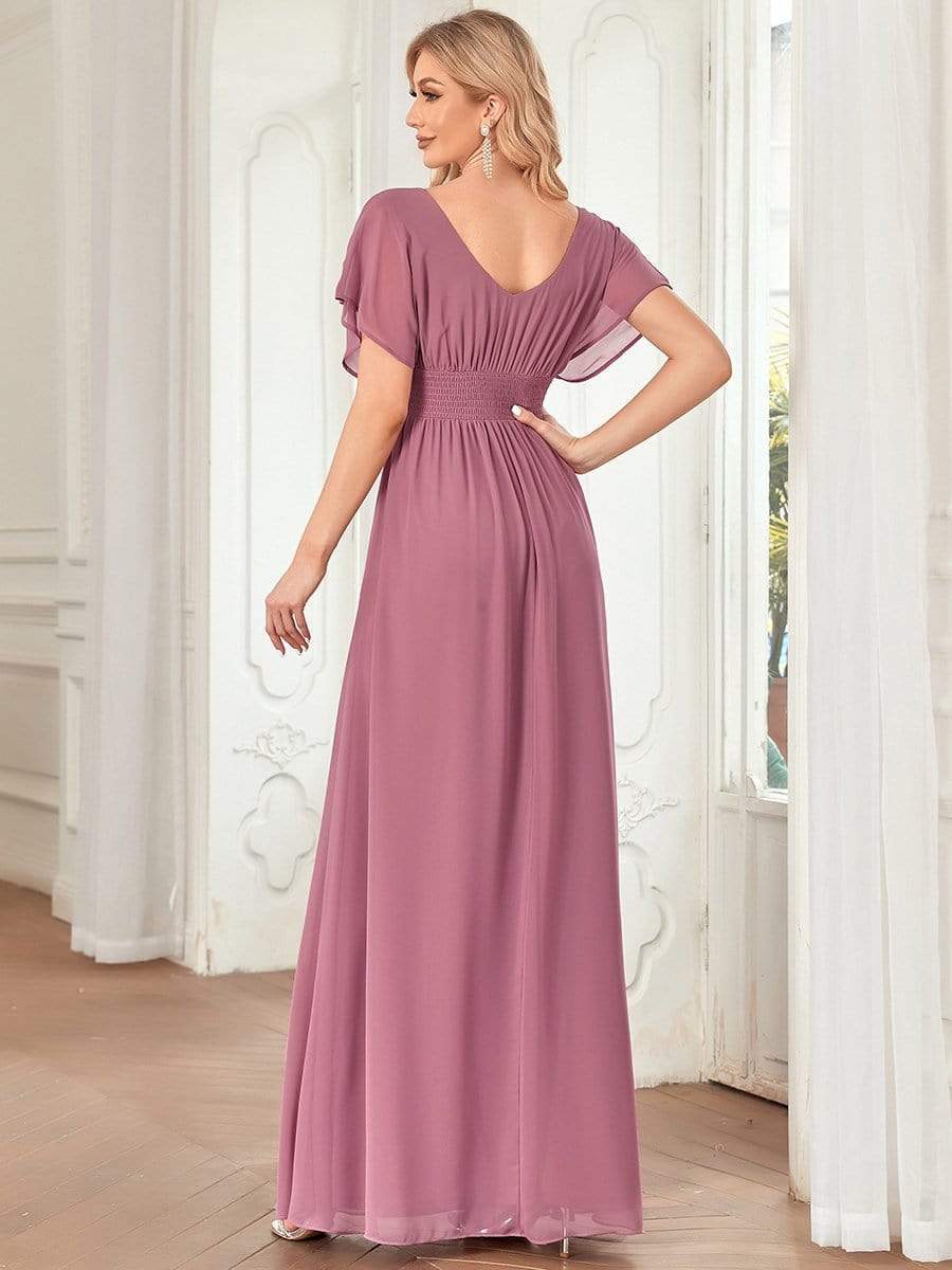 Women's A-Line Empire Waist Maxi Chiffon Evening Dress #color_Purple Orchid 