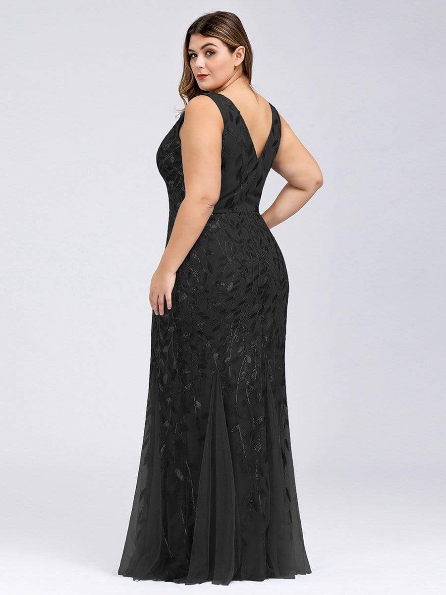 Plus Size Maxi Sequin Formal Dresses & Gowns #Color_Black