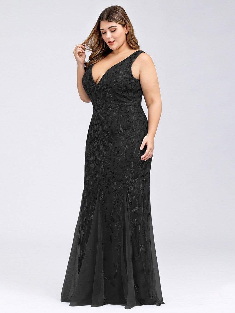 Plus Size Maxi Sequin Formal Dresses & Gowns #Color_Black