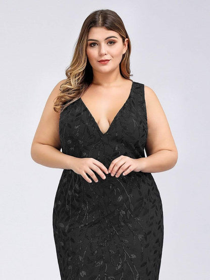 Plus Size Maxi Sequin Formal Dresses & Gowns #Color_Black