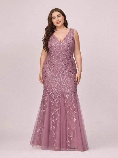 Plus Size Maxi Sequin Formal Dresses & Gowns #Color_Purple Orchid