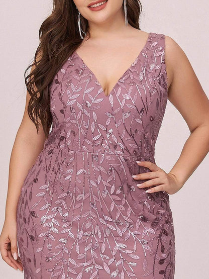 Plus Size Maxi Sequin Formal Dresses & Gowns #Color_Purple Orchid