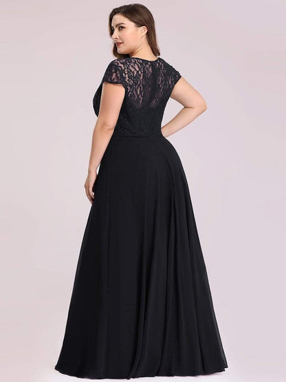 Sweetheart Floral Lace Cap Sleeve Wedding Guest Dress #color_Black 