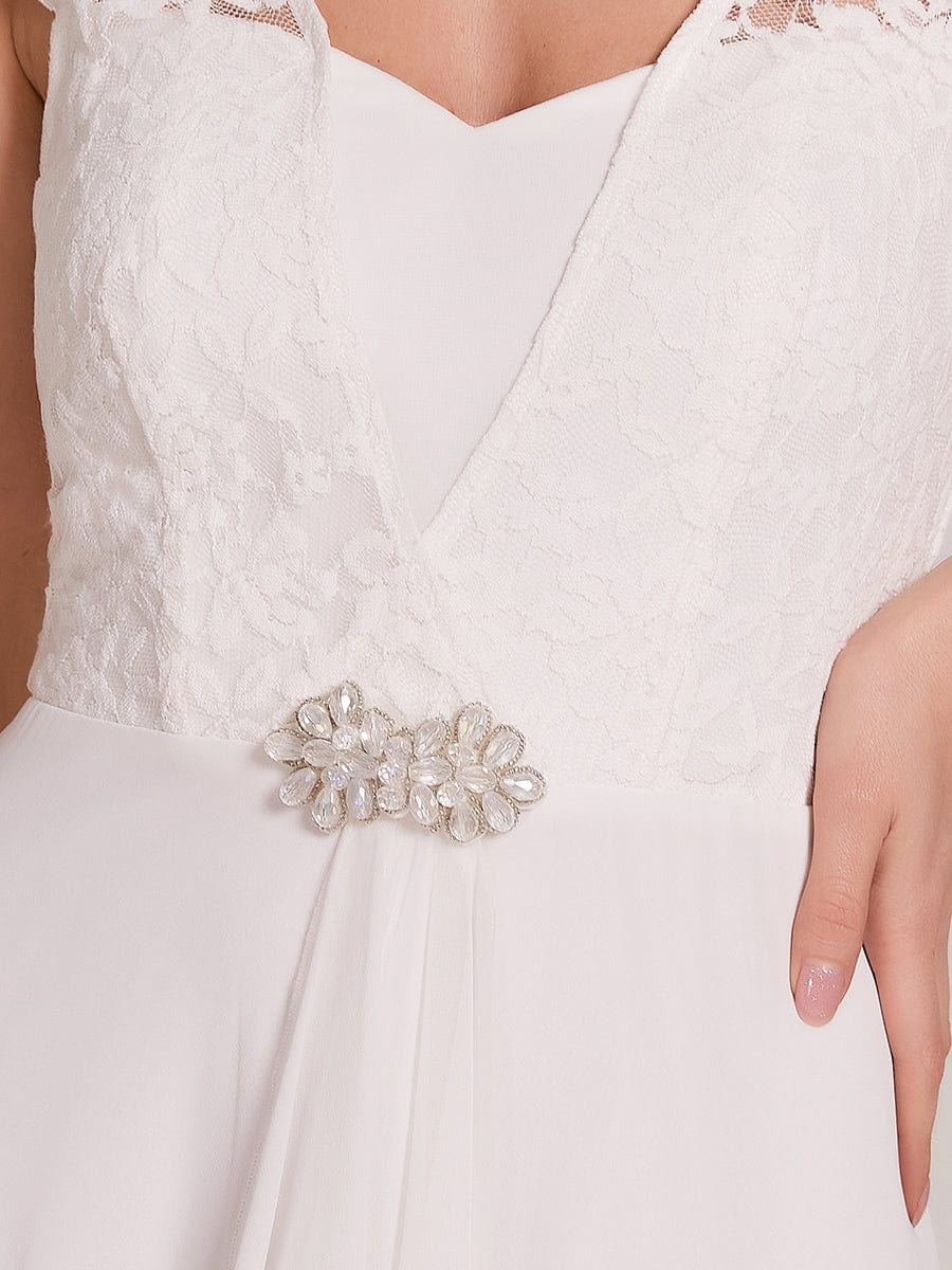 Sweetheart Floral Lace Cap Sleeve Wedding Guest Dress #color_Cream 