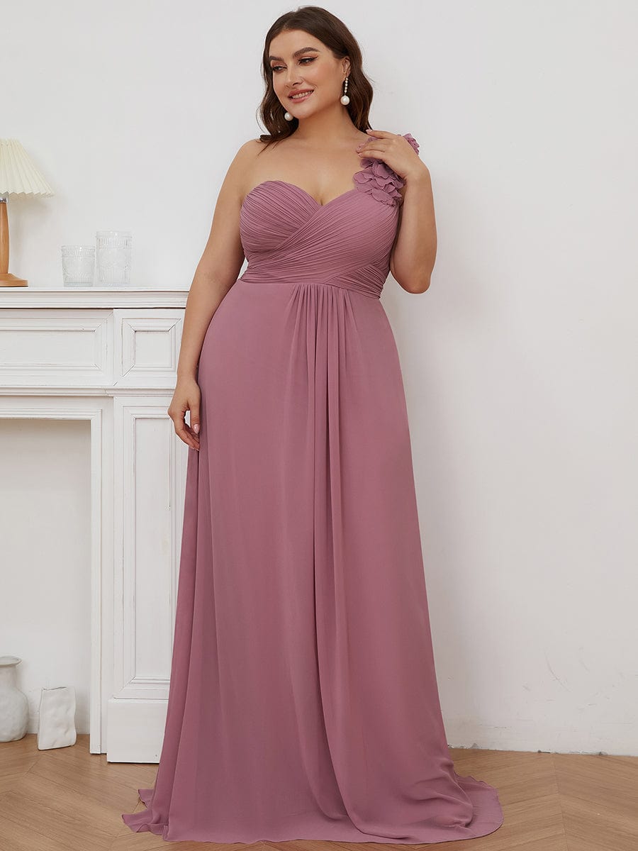 Chiffon One Shoulder Maxi Long Bridesmaid Dresses for Women #color_Purple Orchid