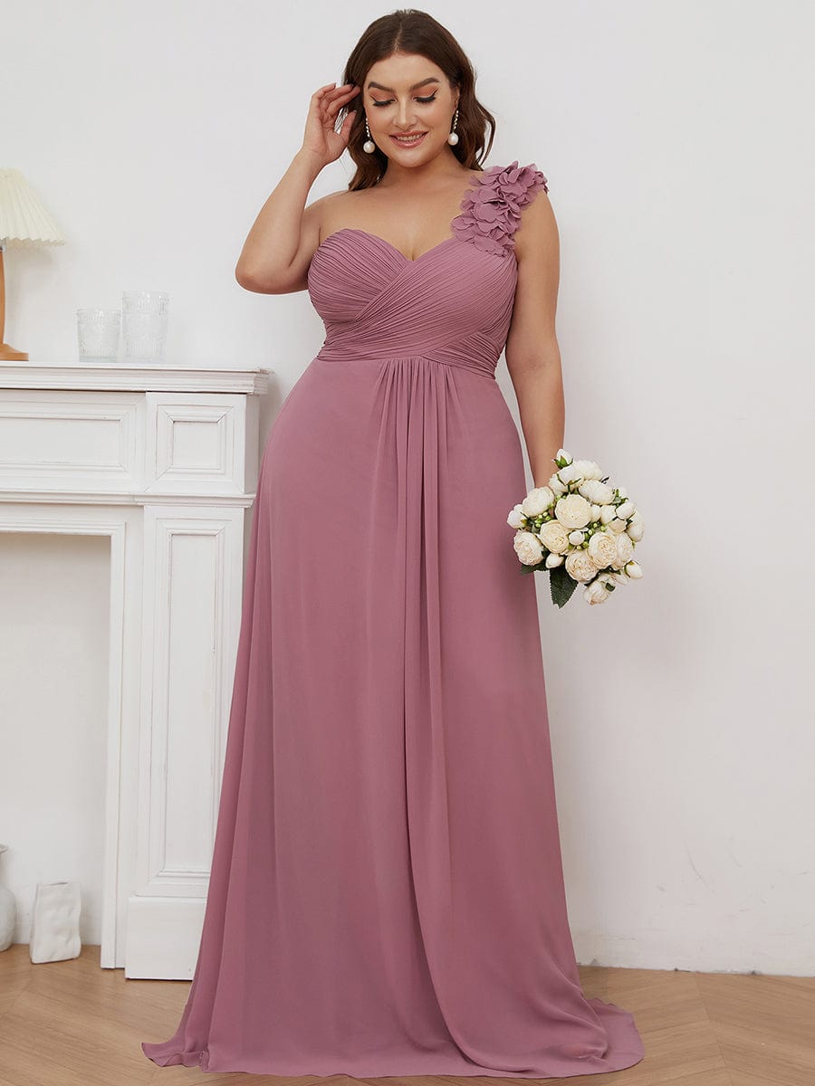 Chiffon One Shoulder Maxi Long Bridesmaid Dresses for Women #color_Purple Orchid