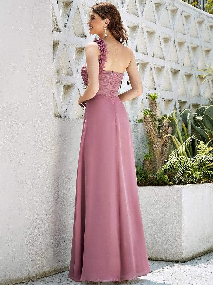 Chiffon One Shoulder Maxi Long Bridesmaid Dresses for Women #color_Purple Orchid